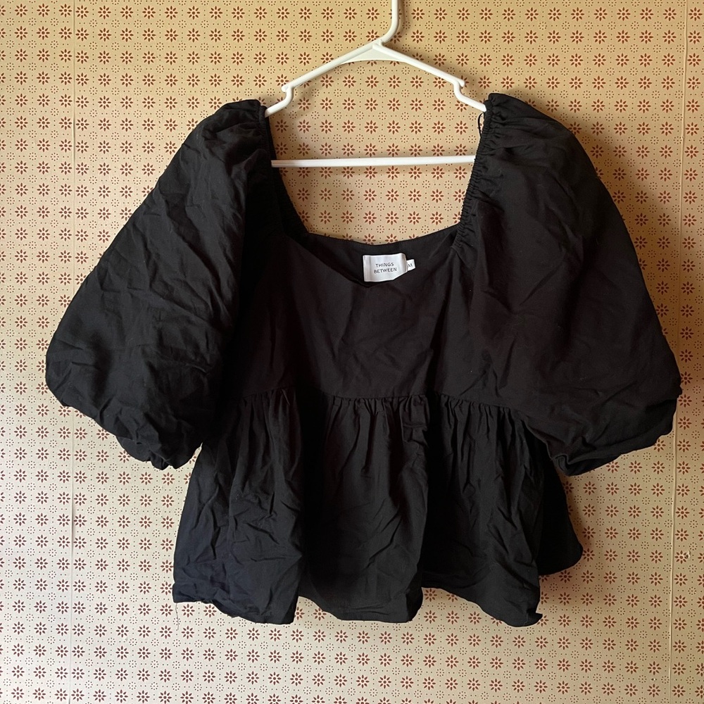 Things Between Black Puff Sleeve Blouse